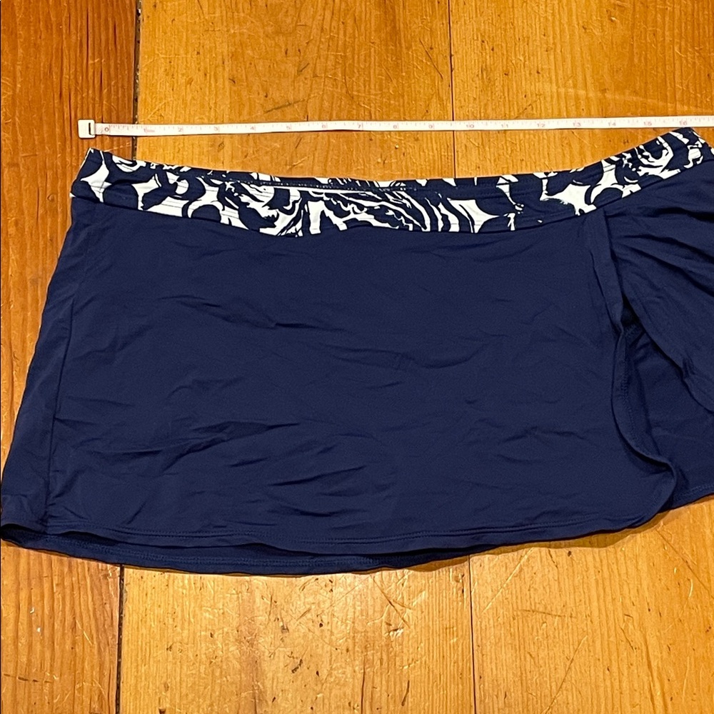 2PC Liz Claiborne Tankini Blue White Patterned Top & Skirt size L - Picture 10 of 11